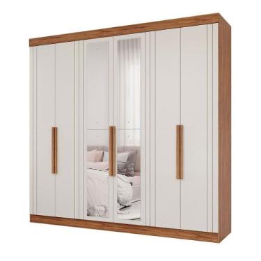 Imagem de Guarda Roupa Maite 6 Portas 6 Gavetas e Espelhos MDF - Panan, Cinamomo
