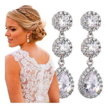 Imagem de Brinco Estrela Feminino Strass Zircônia Acessórios Casamento - - ANJO 