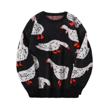 Imagem de Suéter Masculino De Tricô Com Gola Redonda E Estampa Jacquard De Pato 