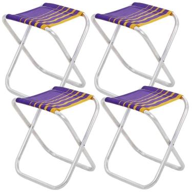 Imagem de Kit 04 Banquetas De Praia Tramontina Fiji Em Alumínio Com Assento Roxo E Amarelo 92900303