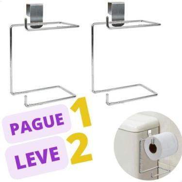 Imagem de Kit 2 Suportes Duplo Para Papel Higiênico Para Caixa Acoplada Cromado 