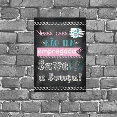 Imagem de Placa Decorativa Aviso Lave Sua Louça 18x27cm