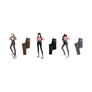 Imagem de Leggings Pretas Femininas De Cintura Alta M-XL, Calças Shark Com Efeit