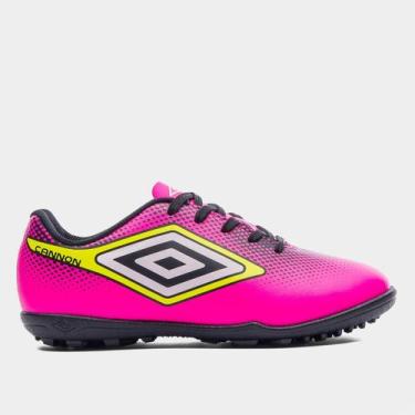 Imagem de Chuteira Society Infantil Umbro Cannon Unissex, Pink, Preto, 32