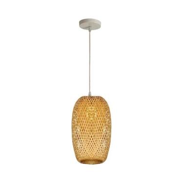 Imagem de Luminária Pendente De Bambu Preto E Branco Feita À Mão, Lustre Retro T