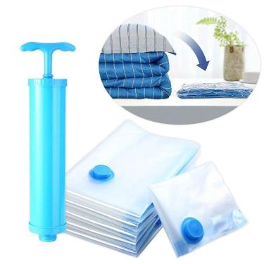 Imagem de Kit 5 Sacos Vácuo Bomba De Ar Organização Espaço Casa - Organize E Economize Espaço Fácil