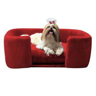 Imagem de Poltrona Cama Pet Hannah Luxo Suede Veludo Vermelho SSX Multicoisas