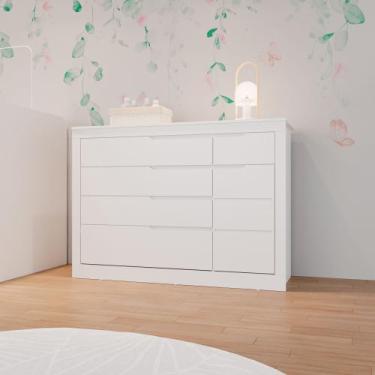 Imagem de Cômoda Infantil Grande 5 Gavetas 1 Porta Fraldário MDF Cléo - Carolina