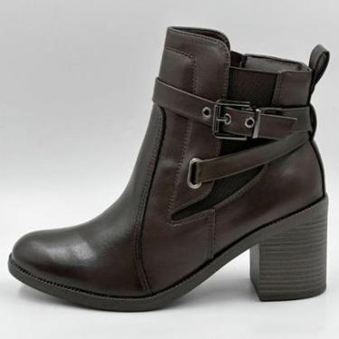 Imagem de Bota Comfortflex Cano Curto Salto Médio Bloco Feminina-Feminino