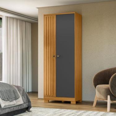 Imagem de Armário Multiuso Ripado 2 Portas Cabideiro Organizador Vassoura Virtus