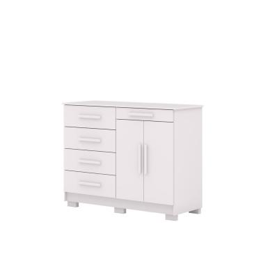 Imagem de Cômoda Sapateira Sirius 5 Gavetas em MDF com Puxador Reto Branco Estilo Moderno para Quarto