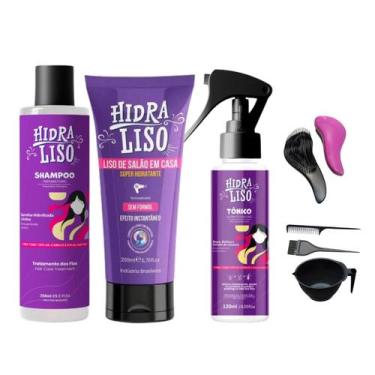 Imagem de Alisante De Chuveiro Hidra Liso + Shampoo + Tônico Capilar - Hidraliso