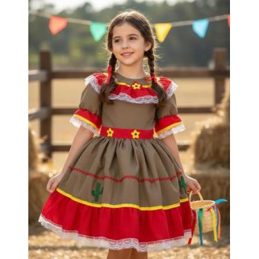 Imagem de Vestido Infantil Festa Junina Julina Quadrilha Caipira Luxo - Festa Lu