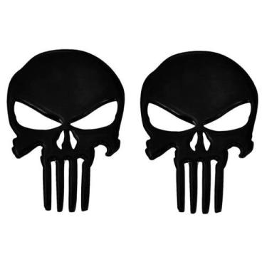 Imagem de Kit 2 Adesivo Caveira Justiceiro Punisher Carro Moto Preto - Marçon