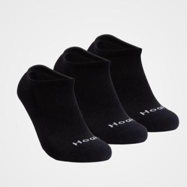 Imagem de Kit 3 Pares de Meia Atoalhada - Modelo Soquete - HOAHI Cor:Todas Preta