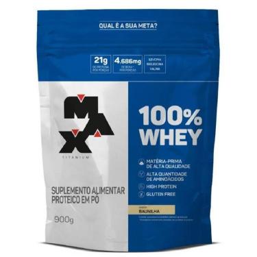 Imagem de Suplemento em pó 100% Whey proteínas100% Whey em sachê de 900g Max Titanium-Unissex