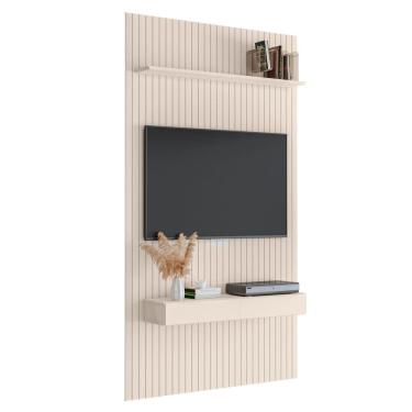 Imagem de Painel para TV até 55 Polegadas 1,39x2,40m Ripado com Nicho Arbo Off White EDN