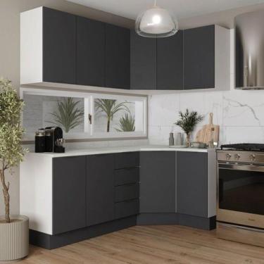 Imagem de Cozinha Modulada 6 Peças com Tampo e Rodapé 3 Aéreos e 3 Balcões Ipane