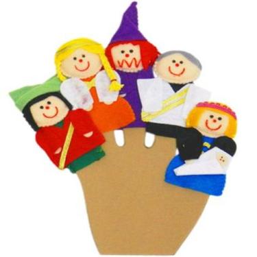 Imagem de Kit Dedoches Feltro A Bela Adormecida 5 Peças  Brinquedo Educativo +2 