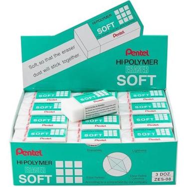 Imagem de Borracha Branca Sem Resíduo Pentel Hi Polymer Tecnica Kit 36