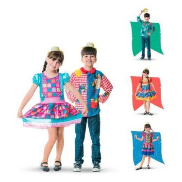 Imagem de Fantasia Infantil Festa Junina Vestido Menina Xadrez Menino - Duarte S