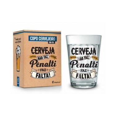 Imagem de Copo Americano em Vidro Cerveja não Faz Penalti 190ml - BrasFoot