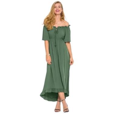 Imagem de Vestido Feminino Longo Casual Ombros De Fora Ciganinha - Quintess, G, 