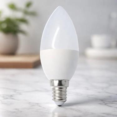 Imagem de Lâmpada Led Vela Leitosa E14 Luz Quente 3000k 4w Bivolt - JNG, Branco 