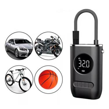 Imagem de Bomba Calibrador de Ar Portátil de Pneu Carro Bike Moto Elétrica com B