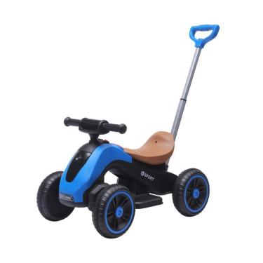 Imagem de Moto Elétrica Infantil com Empurrador Rodinhas Laterais Bateria Recarregável Azul Unitoys