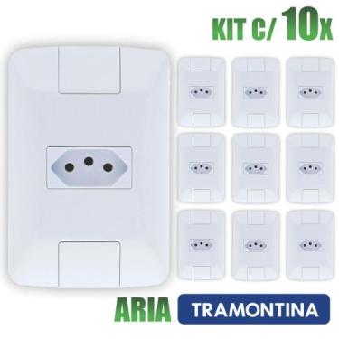 Imagem de Tomada Simples Aria Branco Tramontina 10A 250V Kit com 10 unidades