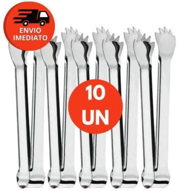 Imagem de Pegador De Gelo Premium Aço Inox 18,5cm Pinça Com Garra Bar Drinks Pro