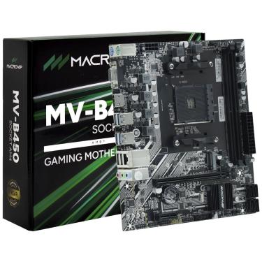 Imagem de Placa Mãe MV-B450 Socket AM4 ATX com DDR4 3200MHz e Saída VGA para Ryzen 3a Geração USB 3.1 Preto Macrovip