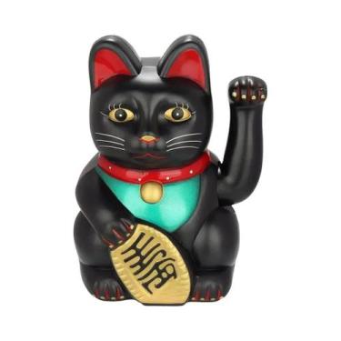 Imagem de Figurinha De Gato Da Sorte Chinês Dourado Com Braço Acenando, Decoraçã