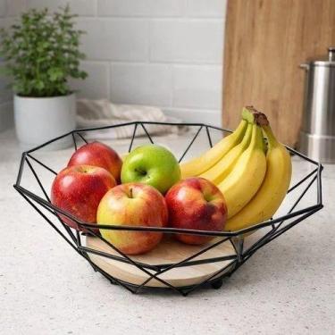 Imagem de Fruteira Organizador Frutas Bancada Cozinha Cesto Aramado Porta Frutas