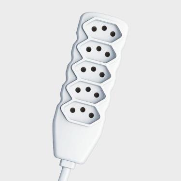 Imagem de Extensão Elétrica Bivolt 10A 5 Tomadas Tripolar Cabo 3 X 0,75mm 5 Metr