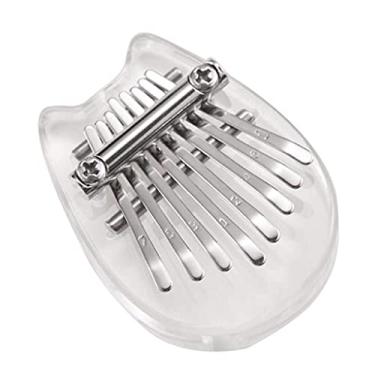 Imagem de LEIPUPA Mini piano portátil de cristal de 8 teclas Mbira transparente para crianças e adultos - gato transparente