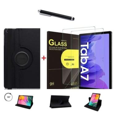 Imagem de Capa Case Giratória Premium Preta para Tablet Samsung Galaxy Tab A7 10.4 T500 T505 + Película de Vidro 9H + Caneta Touch - (C7COMPANY)