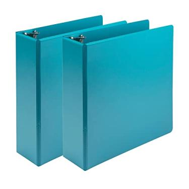 Imagem de Samsill Fichário durável à base de plantas, 7,62 cm, 3 argolas, feito nos EUA, fichários modernos de visualização clara, até 25% de plástico à base de plantas, turquesa, pacote com 2 (U86877)
