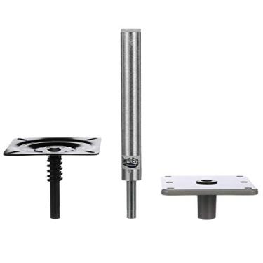Imagem de Attwood 97749-7 Swivl-Eze Lock'N-Pin Pedestal Package, acabamento em alumínio escovado, 28 cm de altura, placa base de 18 cm x 18 cm
