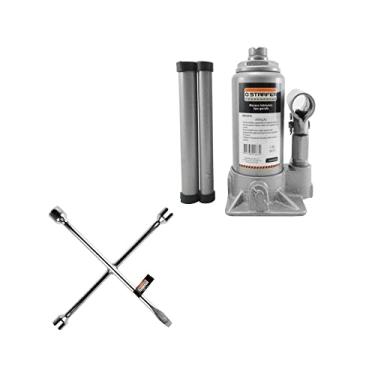 Imagem de Kit Macaco Hidráulico Tipo Garrafa 2t E Chave Roda Starfer