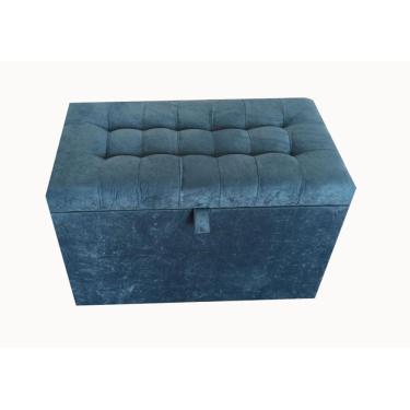 Imagem de Puff Baú Retangular Para Sala, Quarto C/ Pistão Á Gás - Azul Aço