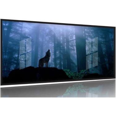 Imagem de Quadro Lobo Uivando Paisagem decorativo 130x60 Moldura Preta 2x2