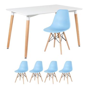 Imagem de KIT - Mesa de jantar retangular Eames 80 x 120 cm branco + 4 cadeiras Eiffel DSW