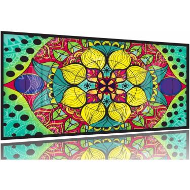 Imagem de Quadro Mandala Para Sala Quarto Hall Colorido 130x60 Moldura Preta 2x2