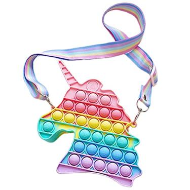 Imagem de TOPOB Bolsas Pop, Bolsas De Ombro Pop Borboleta, Brinquedos Sensoriais Pop, Brinquedos De Mochila De InquietaçãO Para Atividades Ao Ar Livre E Escolares E Outros Lugares TambéM Aliviam Os Sintomas De Ansiedade De Hiperatividade. (unicórnio)
