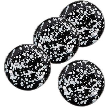 Imagem de Golden Rabbit Enamelware – Conjunto de 4 – Redemoinho preto – Pratos de pão e manteiga