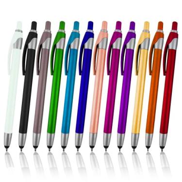 Imagem de Caneta Stylus para tela sensível ao toque com ponta esférica, para dispositivos de tela sensível ao toque universal, para telefones, iPad, tablets, iPhone, Samsung Galaxy etc. Cores sortidas, 12 Pack, Metallic