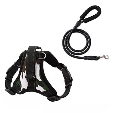 Imagem de Foern Arreio macio para cães com coleira, conjunto de arnês respirável sem puxar, colete ajustável e reflexivo para cães pequenos, médios, branco, P