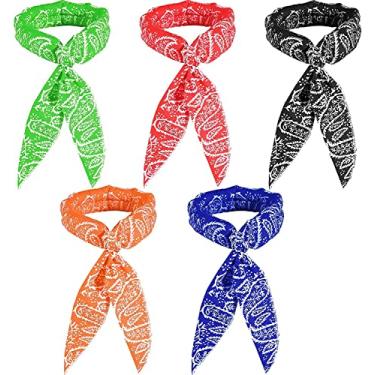 Imagem de Lenço de resfriamento de gelo faixa de pescoço bandana lenço de resfriamento de pescoço para homens e mulheres atividades ao ar livre (5 peças)